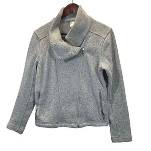 Old Navy Active Gray Fleece Moto Jacket Women's Size M Asymmetrical Zip Collar